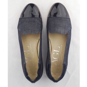 AGL Atilio Giusti Leombruini Denim and Patent Leather Loafers